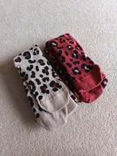George 2 Pairs Girls Leopard Print Woolen Tights Red Beige Age 11-12 Years NWOT