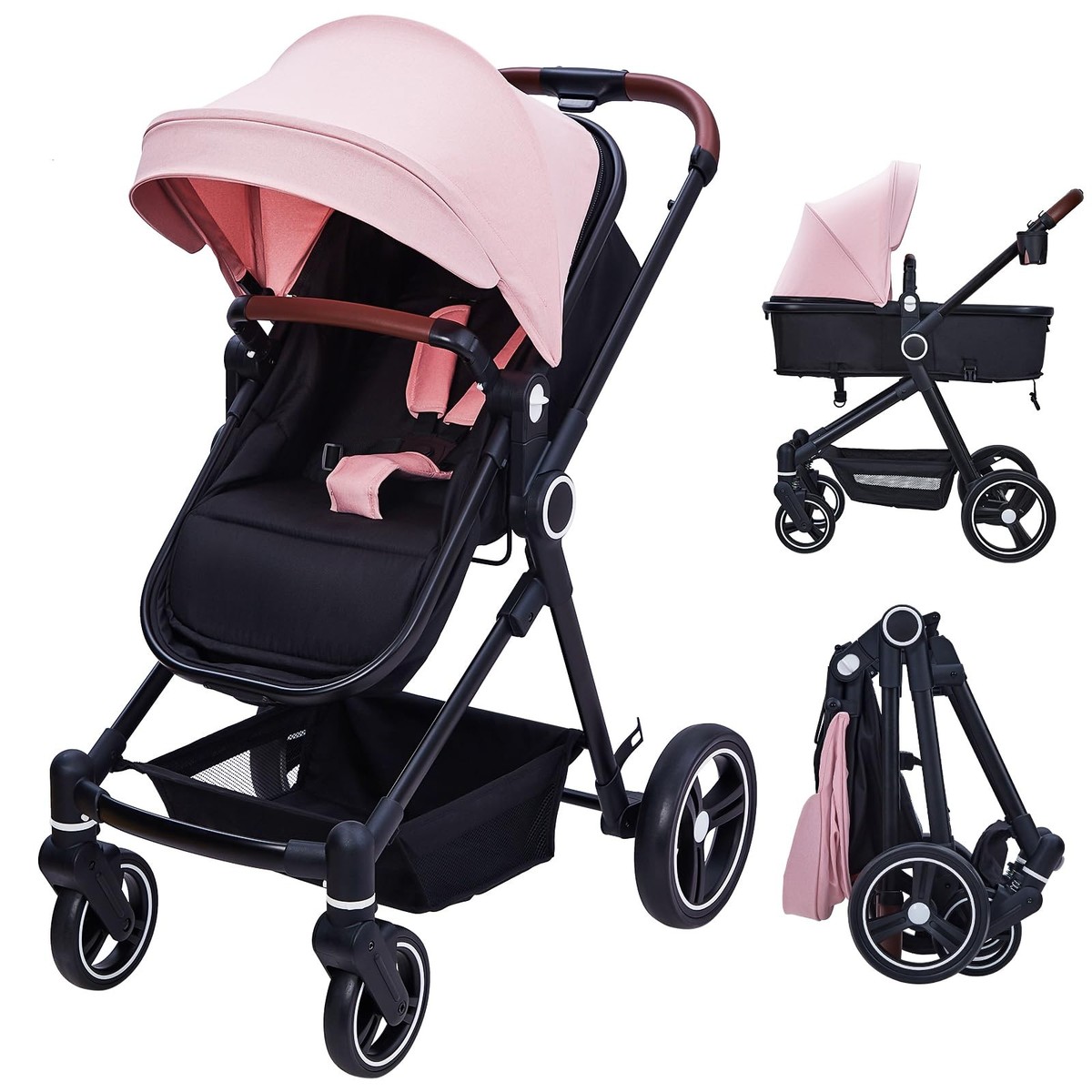 Convertible Baby Stroller in Newborn Infant Pink High