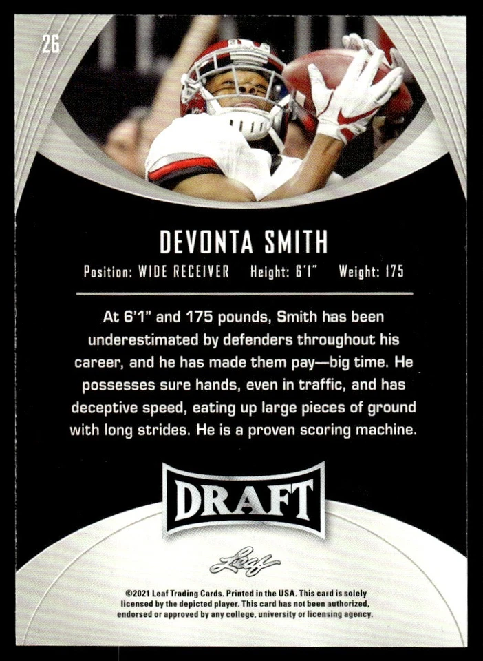 2021 Leaf Draft DeVonta Smith Alabama Crimson Tide #26 - Image 2 of 2