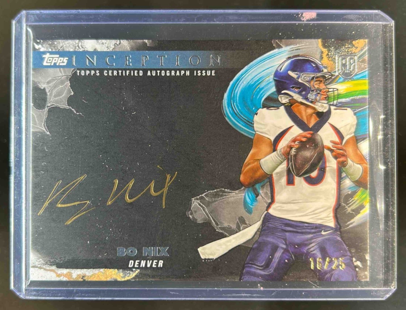 2024 Topps Inception Bo Nix Silver Signings Gold Ink RC Auto #16/25 Broncos