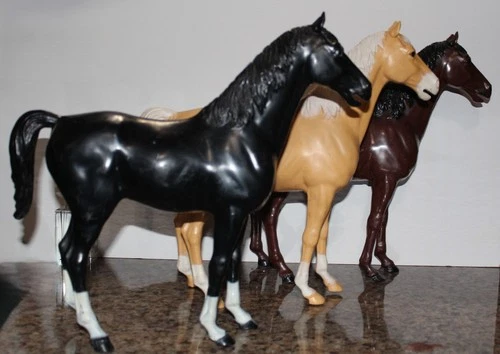 Vintage Marx Johnny West 13.5"x 15" Horses - Lot of 3