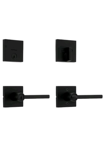 Kwikset Halifax Matte Black Entry Set - NEW Handle & USED Deadbolt