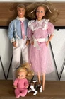 Vintage Lot Barbie Heart Family Dolls: Mom, Dad, Baby and Accessories Clothes