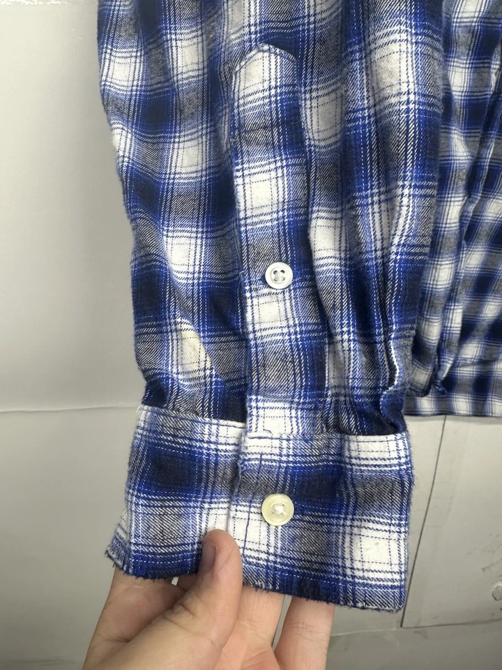 Red Jacket Button-Up Flannel Shirt XL Blue Check Plaid NY Mets Embroidered Logos - Image 4 of 4