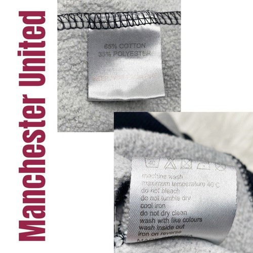 MANCHESTER UNITED FOOTBALL CLUB Vintage Hoodie MUFC Gray Blue Raglan, Size Large - Picture 7 of 9