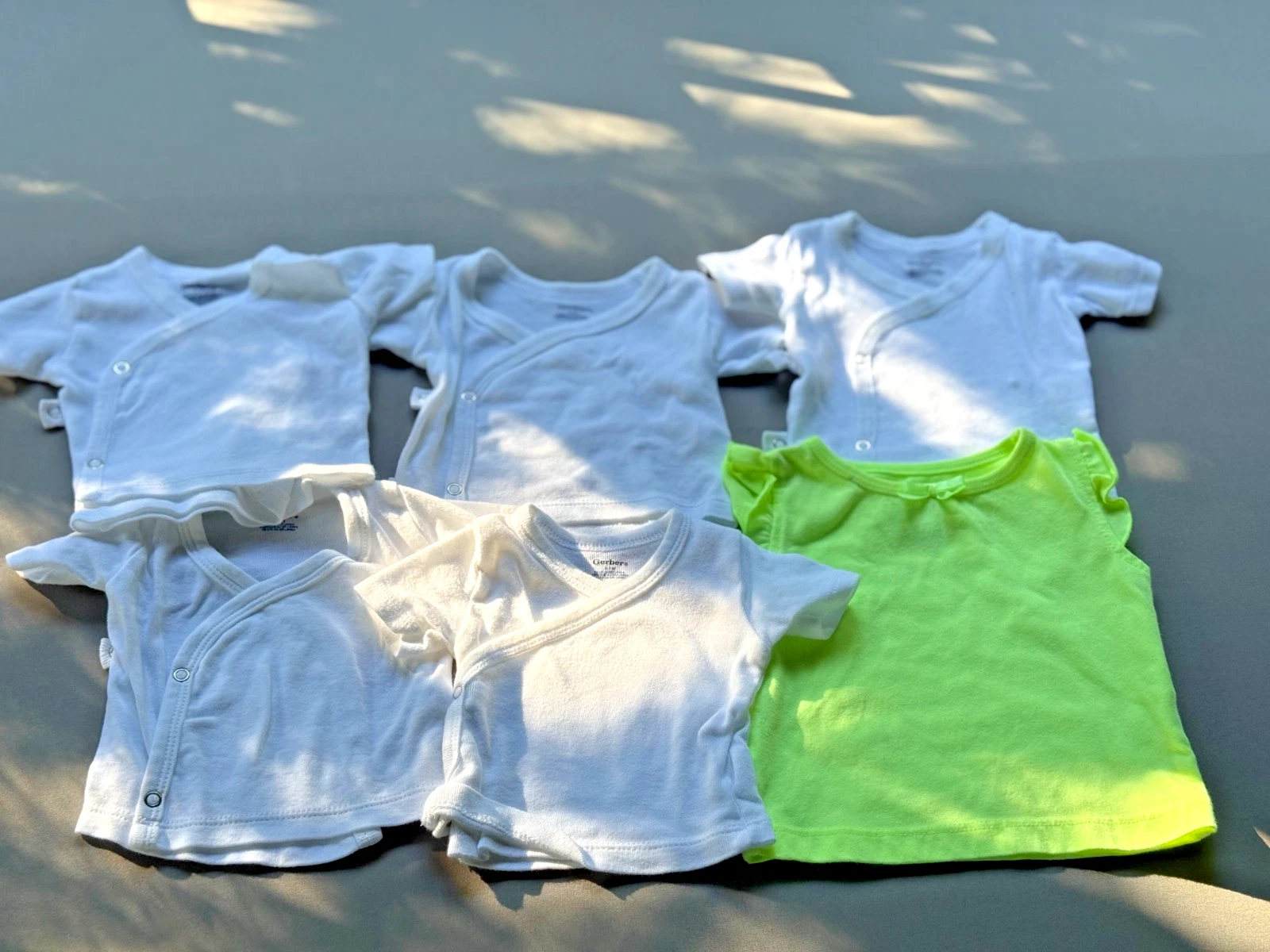 Baby Clothes Lot Newborn 0-3M Gerber Kidgets White Wrap Tops Neon Green Shirt