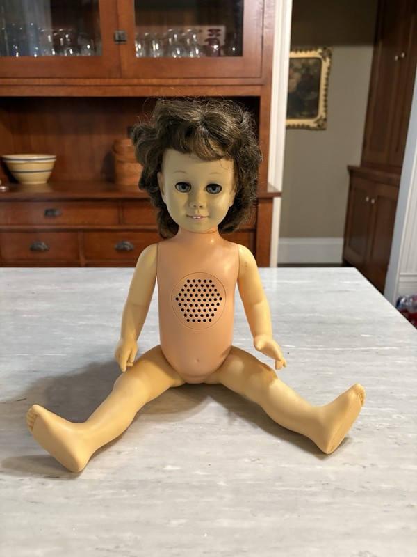 Chatty Cathy Doll 20” Vintage Brown Hair Blue Eyes 1960s Needs TLC