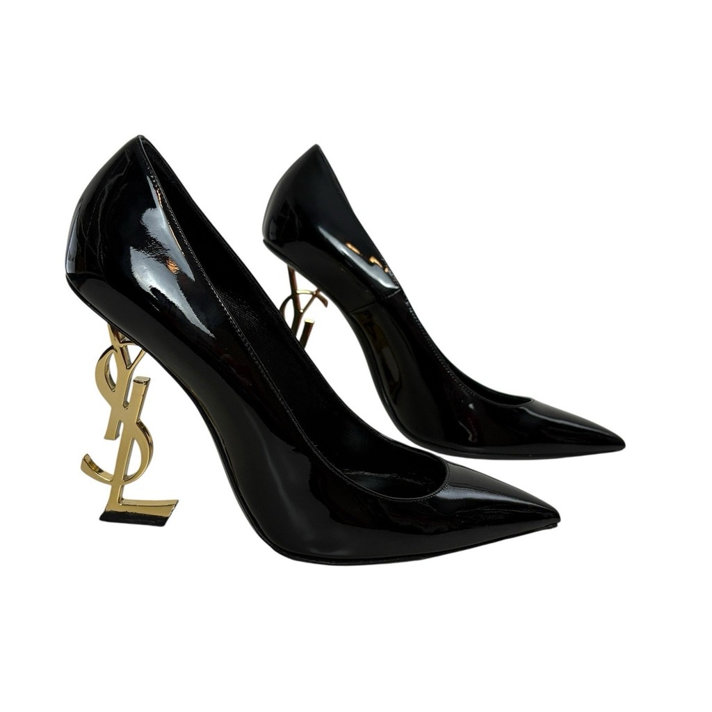Saint Laurent Opyum YSL Heel Black Patent Pumps 37 US 7 thumbnail 2
