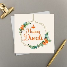 HAPPY DIWALI HANGING FLORAL HEXAGON GREETING CARD 