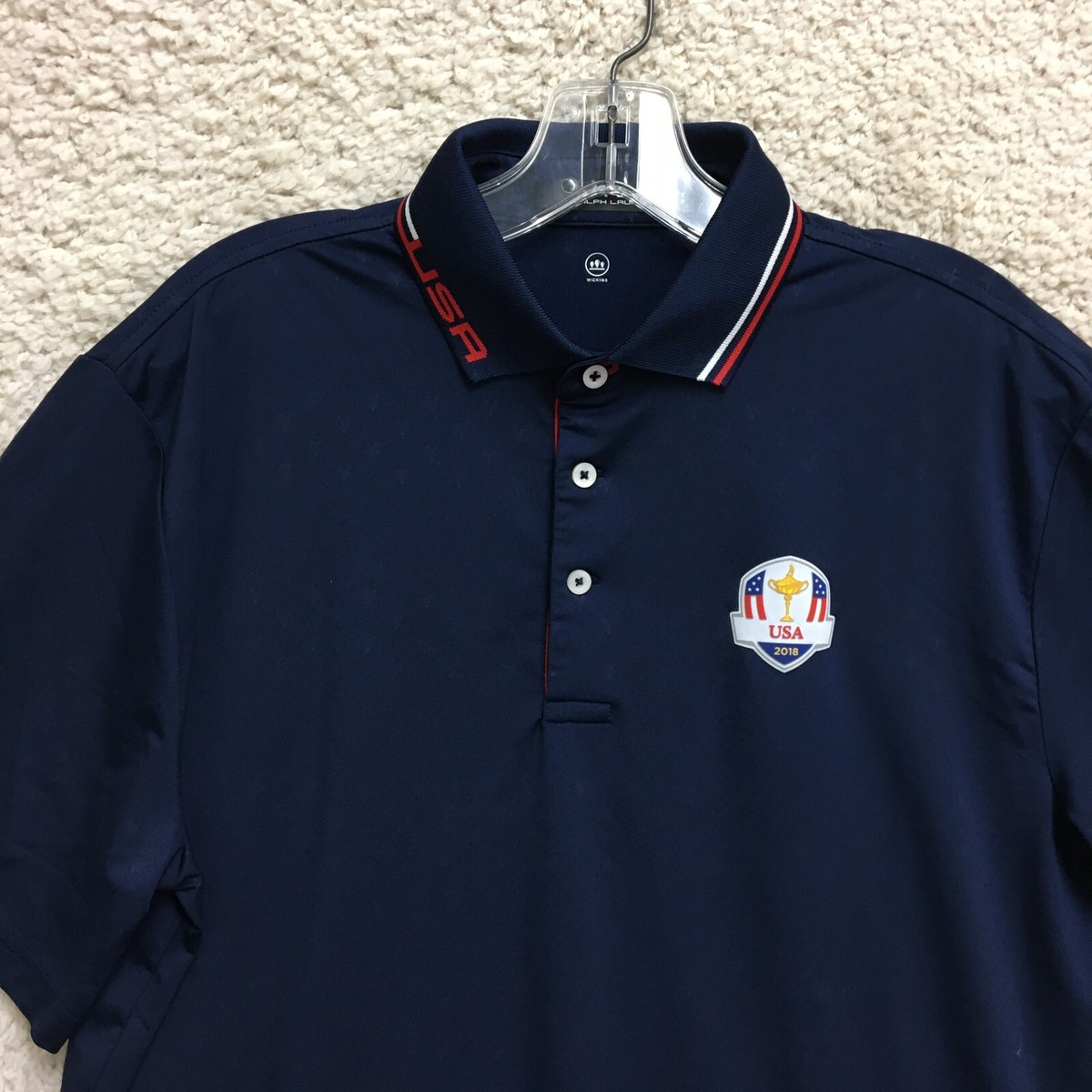 RLX Ralph Lauren Polo Shirt Small Adult Blue Ryder Cup USA