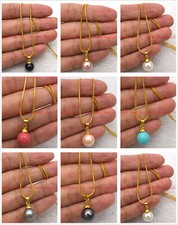 Genuine 8/10/12/14mm New Multicolor South Sea Shell Pearl Pendant Necklace 17"