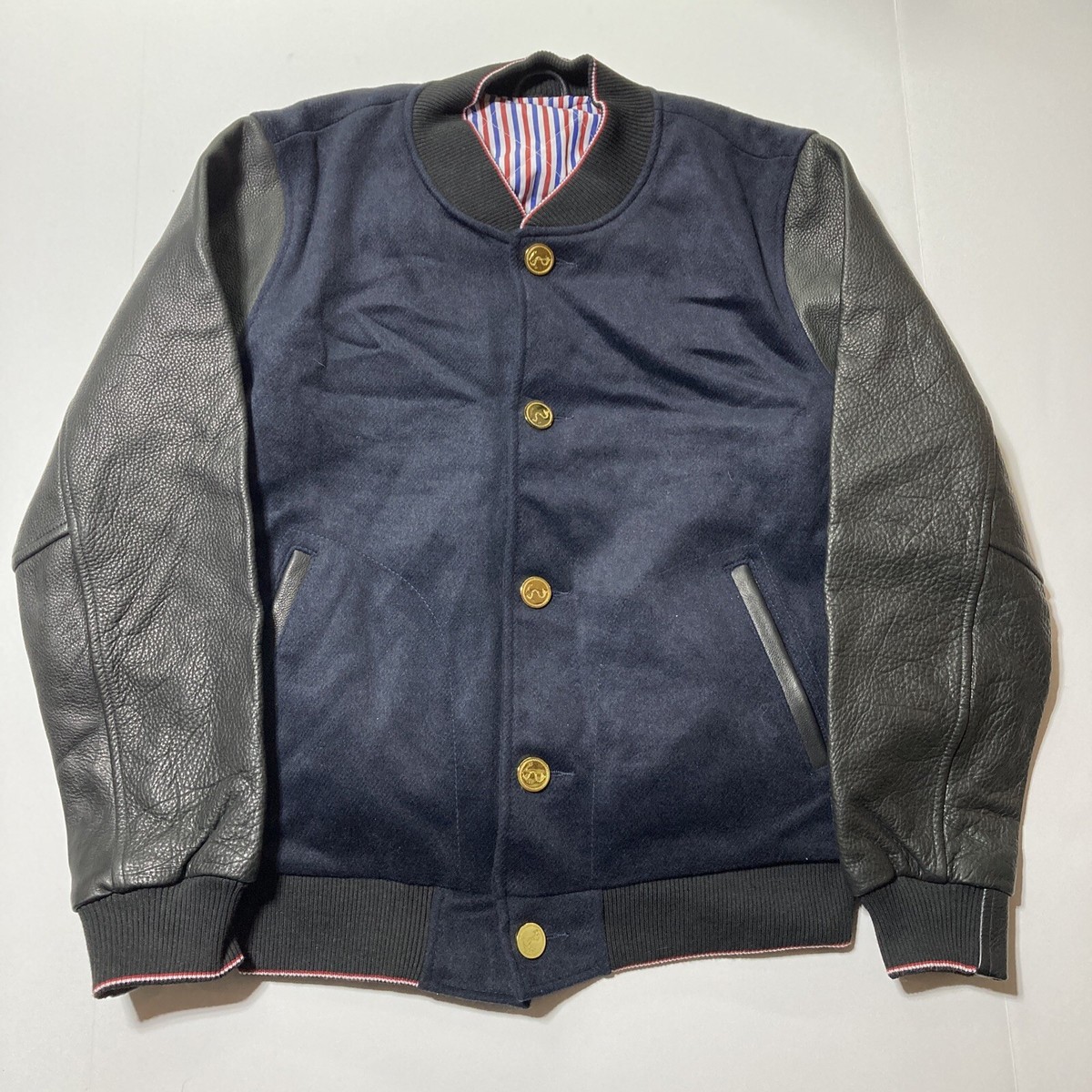 THOM BROWNE. NEW YORK ジャケット Thom Browne New York Varsity Jacket Navy And Black Size 2 | eBay
