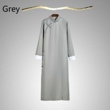 Chinois Hommes Traditionnel Robe Crosstalk Manteau Tang Suit Kungfu Tai Chi Long