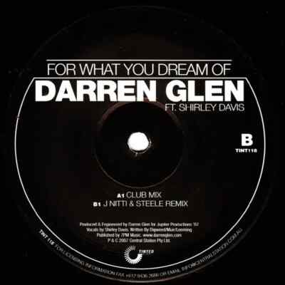 Darren Glen For What You Dream Of Vinyl Single 12inch Tinted Records