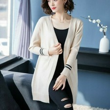 Women Open Front Knit Cardigan Coat Long Sleeve Sweater Pockets Casual Tops