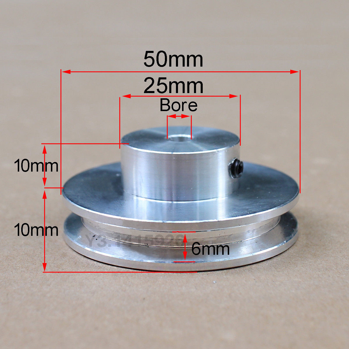 50mm Outer Diameter V-groove Step Pulley, Bore 5mm/6mm/8mm/10mm