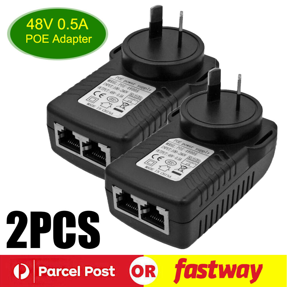 2x 48V PoE Injector Power Ethernet Adapter for af IP