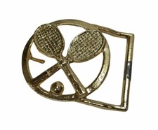 Vintage Belt Buckle Tennis Racquets  Ball Gold Tone Unisex Statement bling