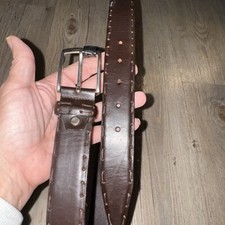Mens Italian Leather Belt Made In Italy Vero Cuoio Toro Size 41”-45” Waist Brown