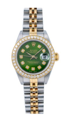 Rolex Datejust 26mm Green Diamond Dial & Bezel Two Tone Yellow