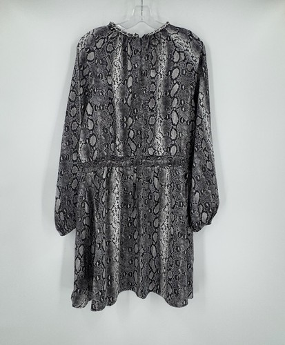 Michael Kors Womens Black Gray Animal Print Satin Chain Neck Dress Sz XL NWT - Picture 2 of 8