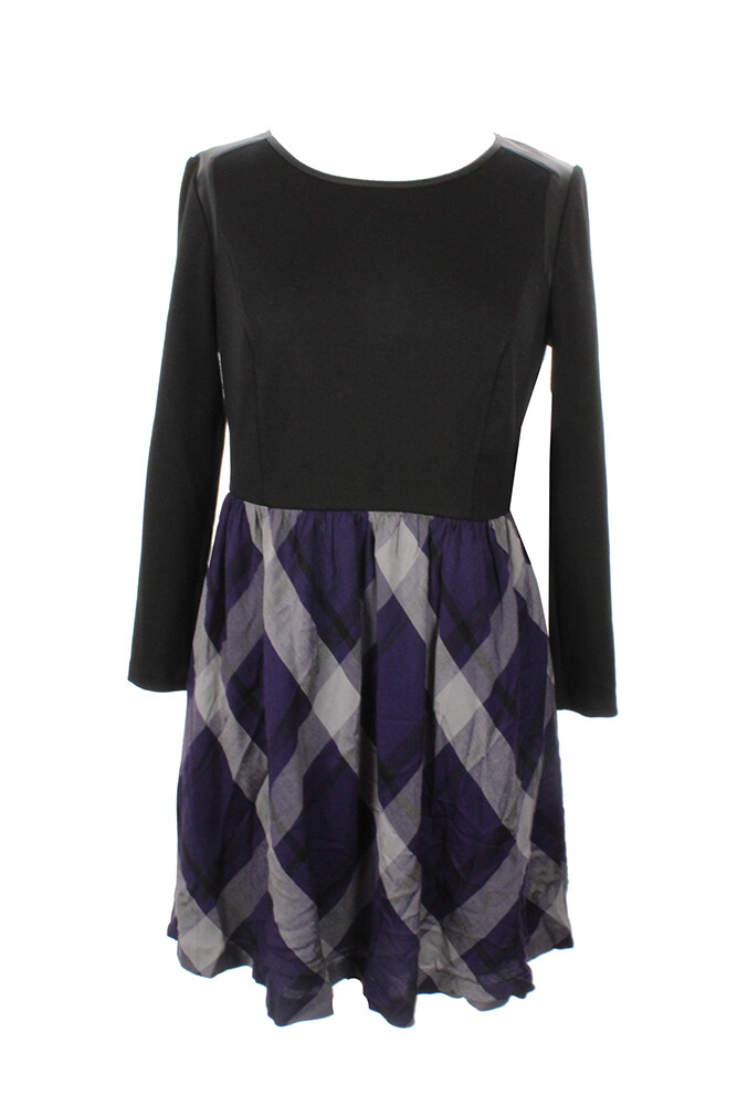 Kensie New Purple Combo Long-Sleeve Plaid-Print Dress M $99 | eBay