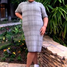 NEW Chaps Houndstooth Bodycon Dress size XXL Mock Collar Cotton Blend elegant