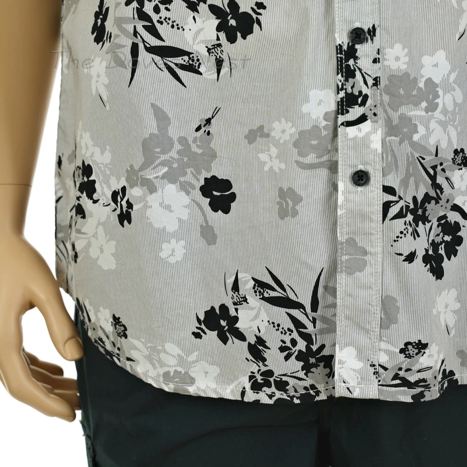 HOWE Young Men's XX-LARGE Button Front BLACK & GRAY FLORAL SHIRT Short Sleeve - Image 4 of 4