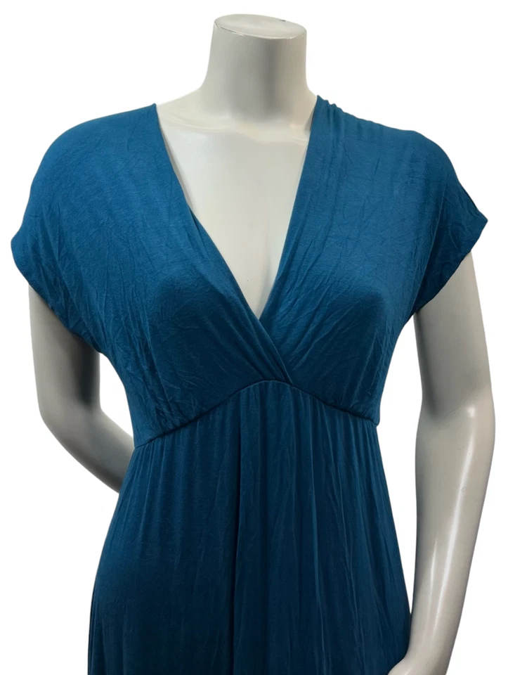 Maxi Vestido 24 Seven Mujer Talla Grande 1X Azul Manga Gorra Cuello en V Nuevo Foto 2 de 4