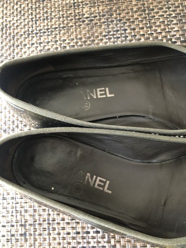 Chanel Black and Dark olive patent leather metallic Ballet Flats size 38.5 - Picture 5 of 8