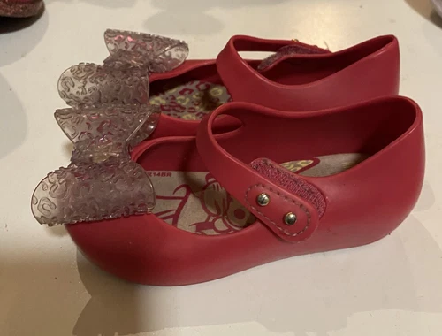 MINI MELISSA TODDLERS SIZE 3/EU 22-23 PINK - CLEAR BOW- STRAP-EUC - Picture 2 of 8