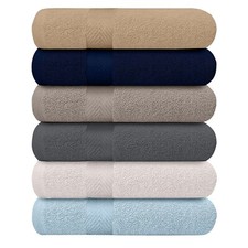 6-Pack Bath Towels 100 Cotton Extra Absorbent Lightweight Large 27x54