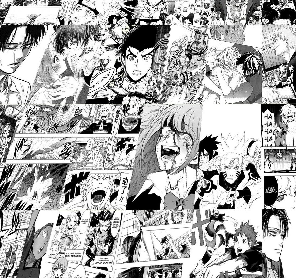 aesthetic wall decor  minimalist anime posters, b&w vintage collage, manga  panels, vines & more 
