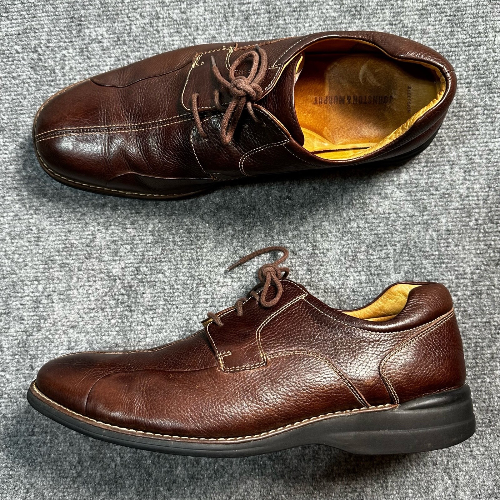 SAOLA Scarpe Johnston Murphy uomo 13 pelle di pecora marrone punta spaccata stringate Oxford 20 7223