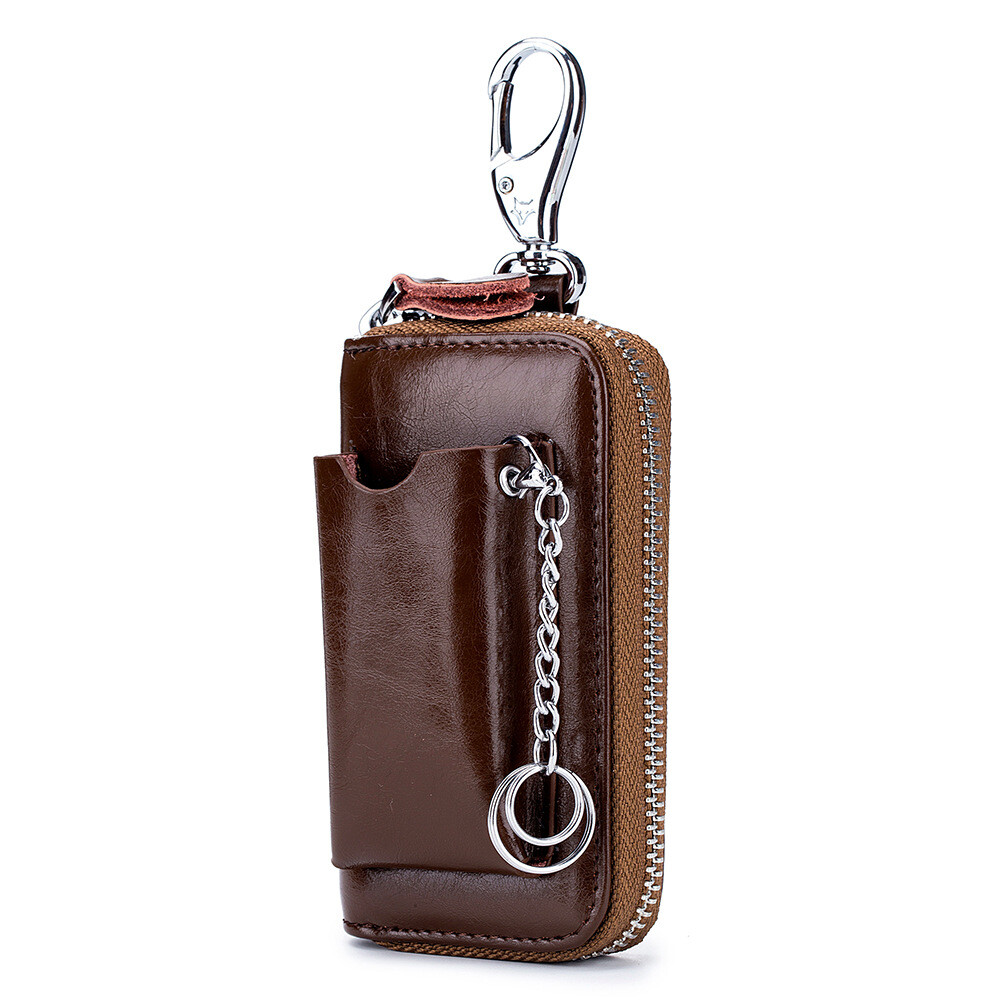 New Mens Car Key Case Leather Card Holder Wallet Keyring Keychain Zipper  Gifts