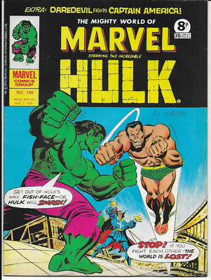 The MIGHTY WORLD of MARVEL #148 Marvel UK Comics (Aug 1975) Used (HULK + FF)