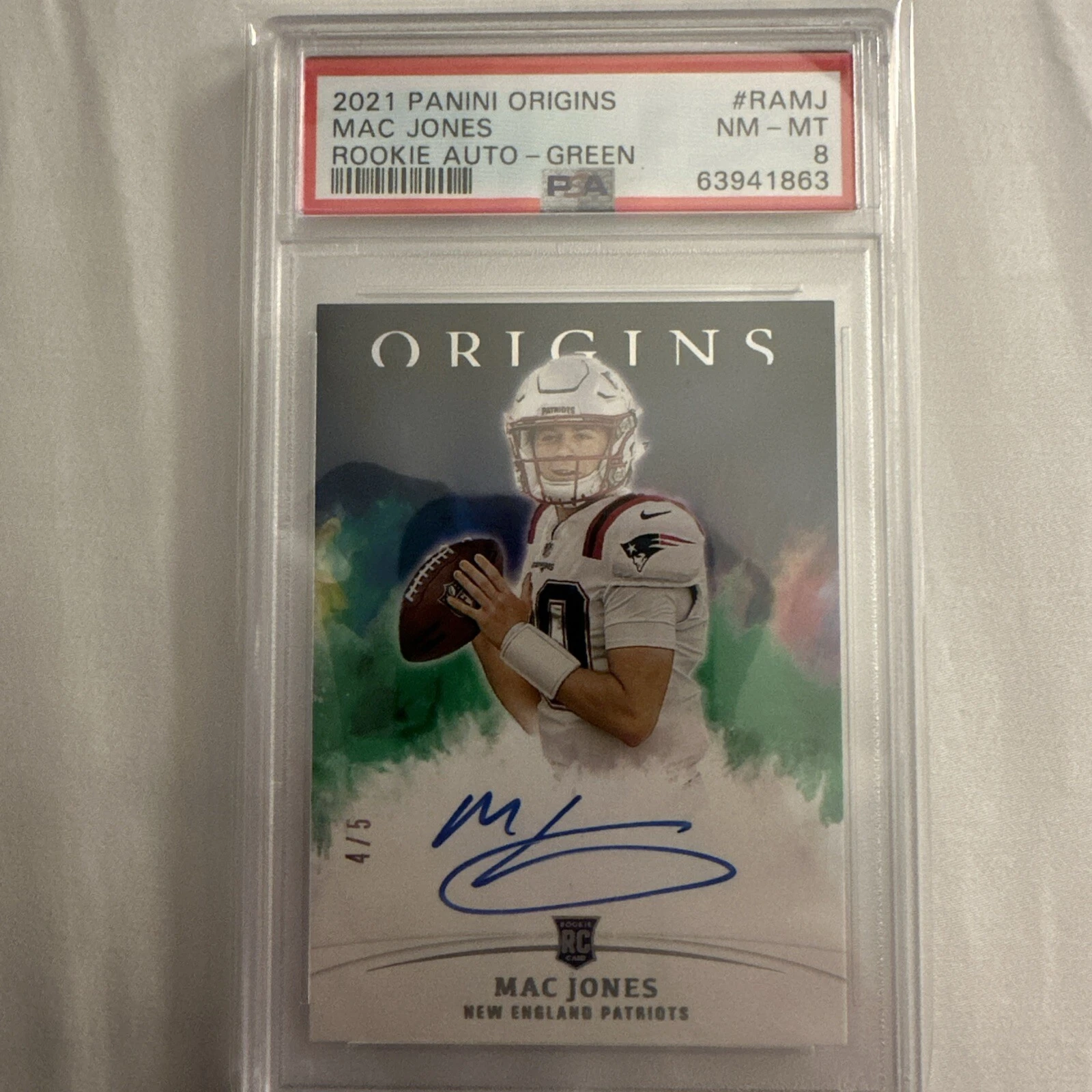 Mac Jones Panini Origins Rookie Autographs #RAMJ Green
