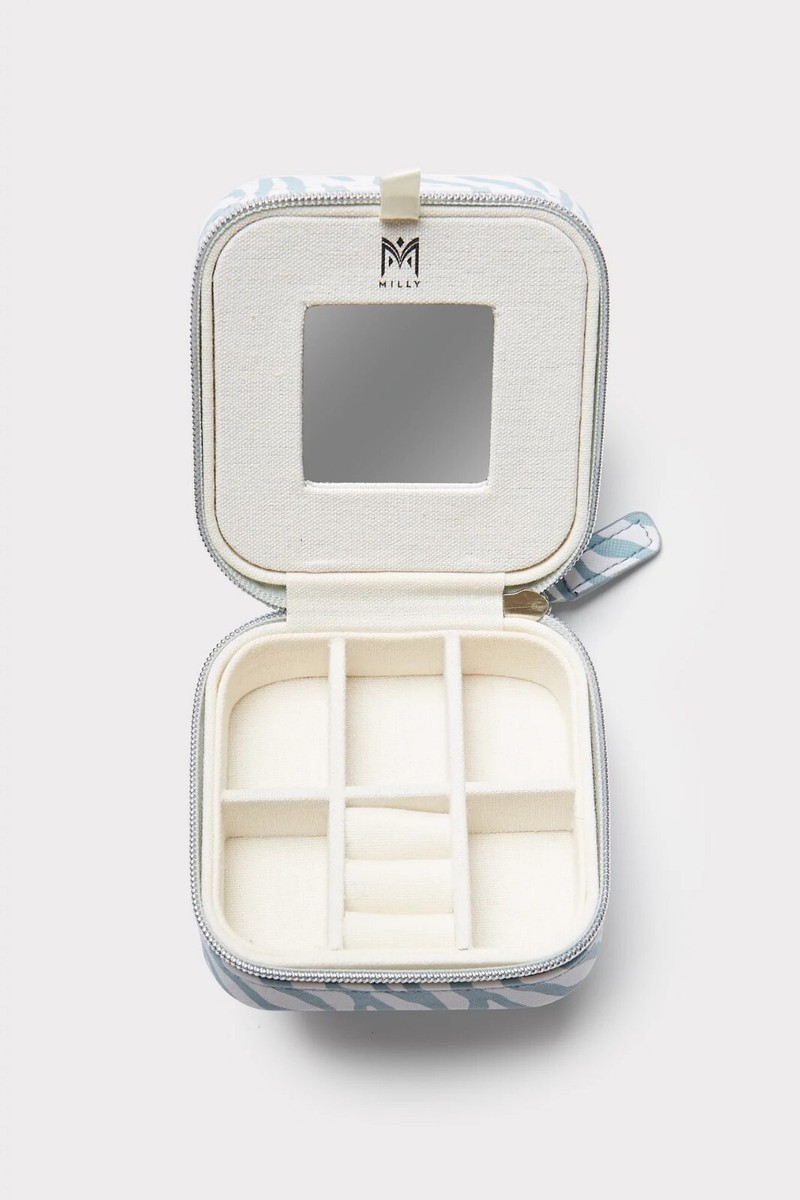 FabFitFun Milly Traveling Jewelry Case, Blue, Animal Print, Faux