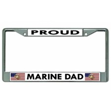 proud marine dad usmc military seal logo chrome license plate frame made in usa