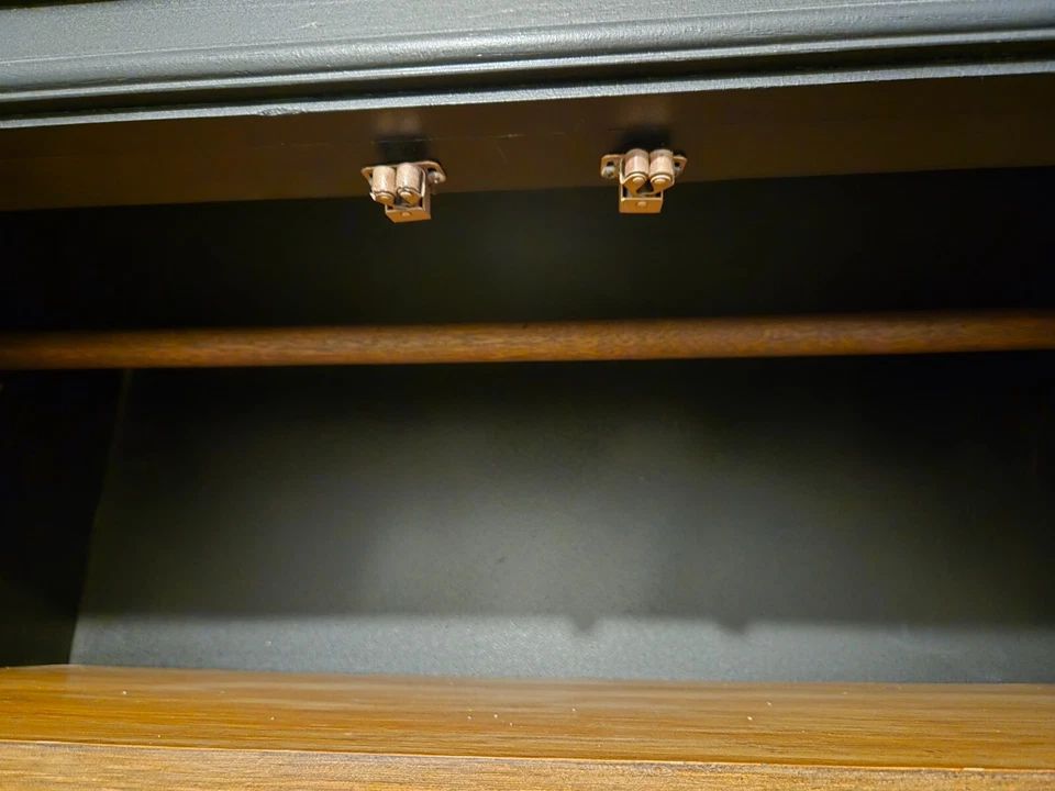 Vintage Armoire Closet Wardrobe Solid Wood Black and Brown - Image 3 of 4