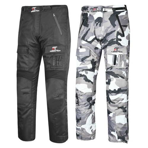 Motorbike Motorcycle Waterproof Cordura Textile Trousers Pants Armours BLACK - Afbeelding 1 van 18