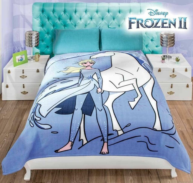 FROZEN II Elsa FLEECE BLANKET FULL Gift Comforter Warm Softy Disney