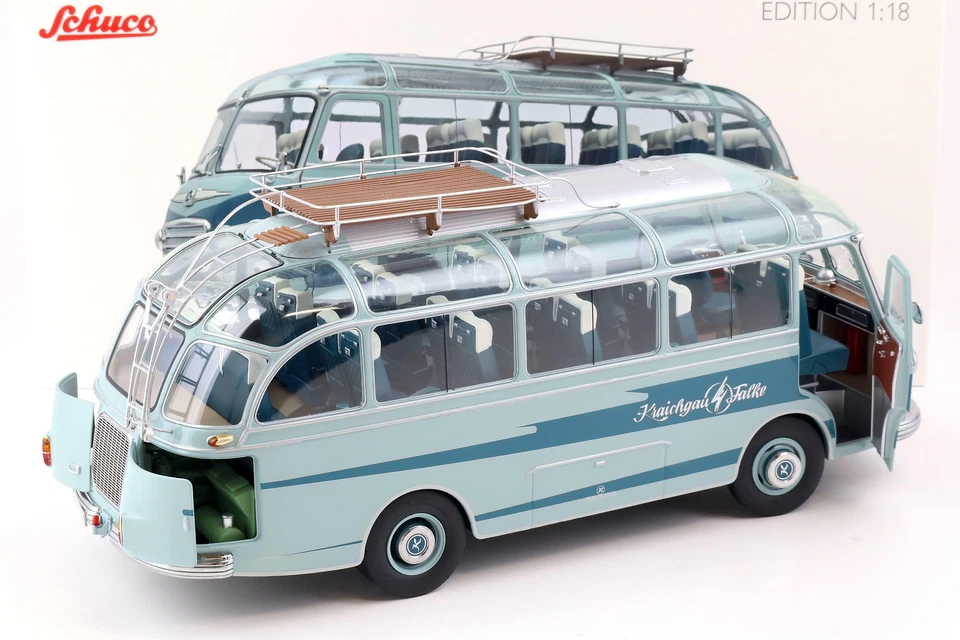 1:18 Schuco Setra S6 Pullman " Kraichgau Falke " 1956 Blu 450034900 - Immagine 4 di 4