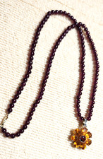 14KT GARNET NECKLACE W, 14KT CITRINE & GARNET ENHANCER 16