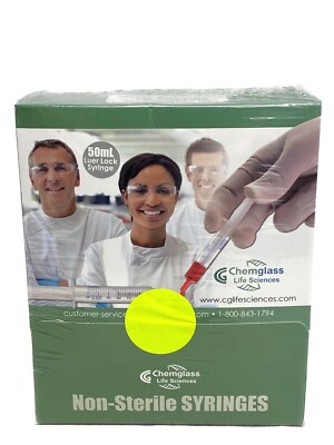 CHEMGLASS HSW 50mL PP Graduated Luer Lock Syringe Bulk Non-Sterile CG-3083-06