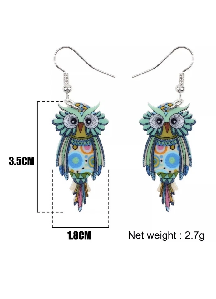 Pendientes Acrílico Búho Pájaro Arte Bohemio con Regalo 🎁 Caja ~ ¡¡ENVÍO GRATUITO!!! Foto 4 de 4