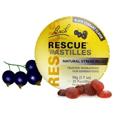Bach RESCUE Pastilles Natural Stress Relief Black Currant Flavor 50g 1.7 oz