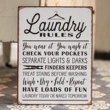 NEW Primitive LAUNDRY RULES HANGING SIGN Meta...