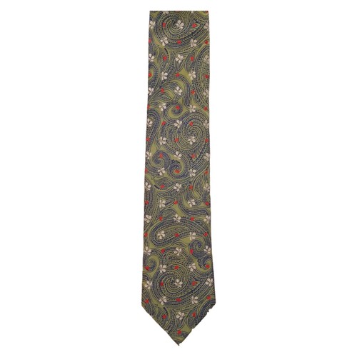 ANDREWS TIES Mens Silk Tie 3.25 Green Floral Paisley Classic Dress Necktie ITALY - Picture 5 of 6