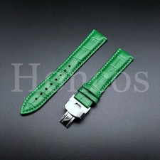 CINTURINO OROLOGIO PELLE 22 MM ADATTO PER BULOVA ACCUTRON FIBBIA CHIUSURA VERDE